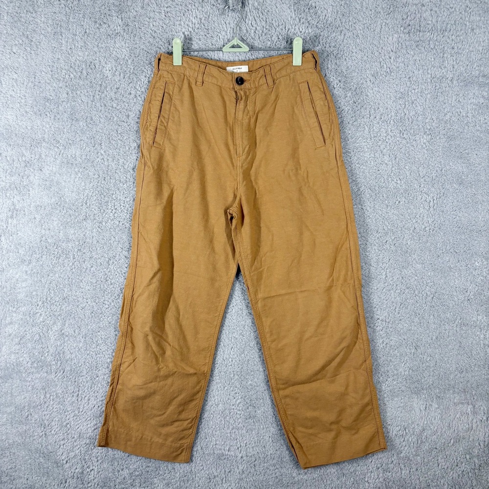 Billy Reid Cropped Trouser Pant Size 4 Camel Tan Cotton Hemp Blend High Rise